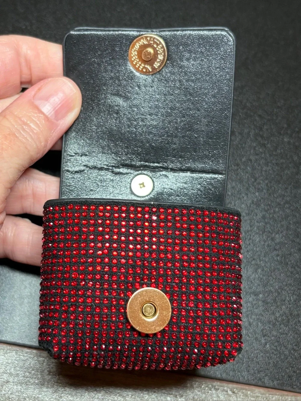 Red Crystal Mini Bag Keychain - Gold Hardware